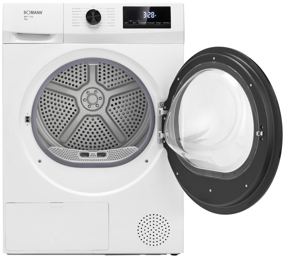 Bomann Wpt 7153 Warmtepompdroger 8 Kg – 15 Programma’s – Anti-kreukfunctie . Nieuw (outlet) - Afbeelding 2