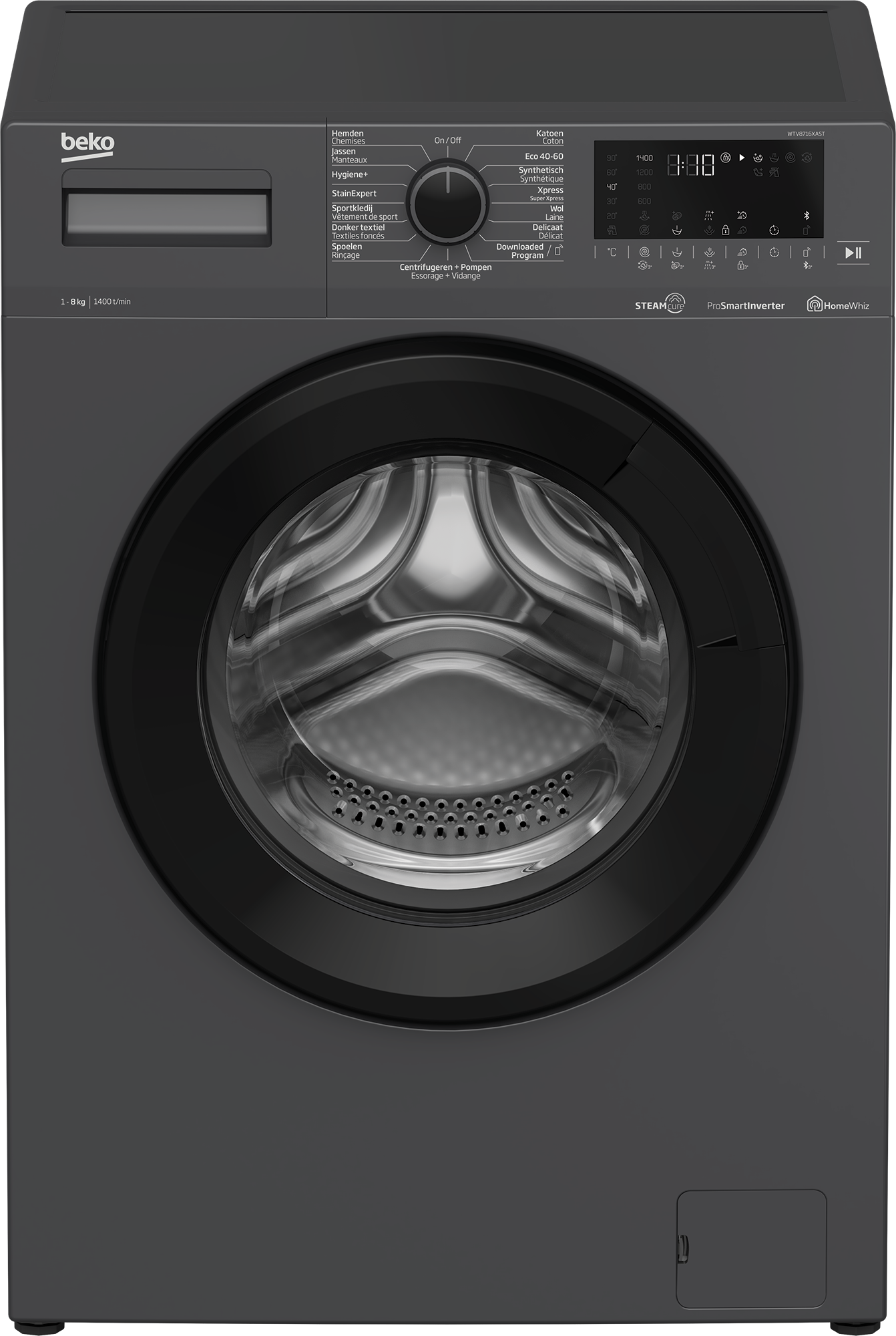Beko Wtv8716xast Wasmachine – 8 Kg – 1400 Toeren – Steamcure® – Energieklasse A – Bohemian Antraciet . Nieuw (outlet)