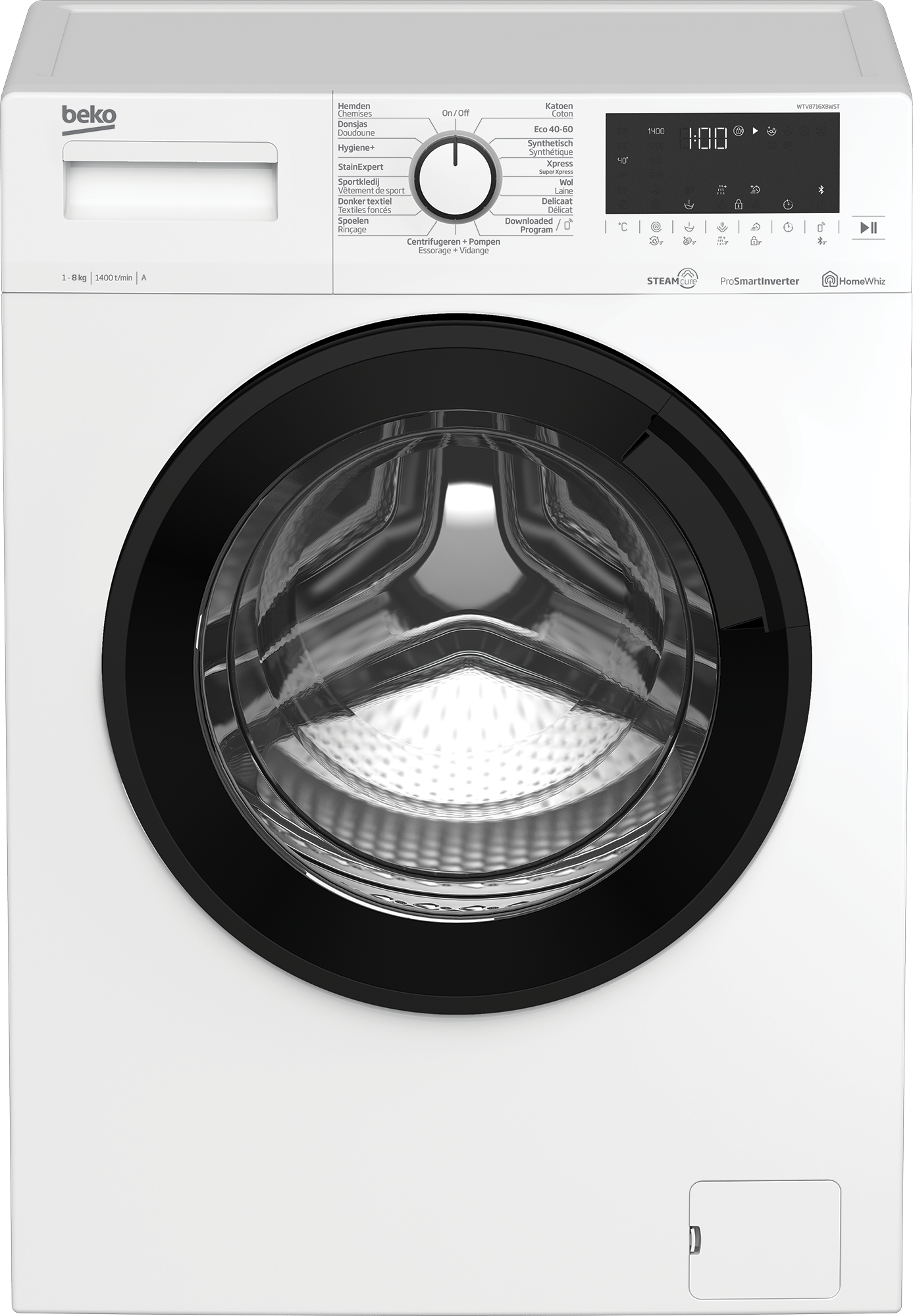 Beko Wtv8716xbwst - Wasmachine - 8 Kg - 1400 Tpm - Steamcure - Energieklasse A . Nieuw (outlet)